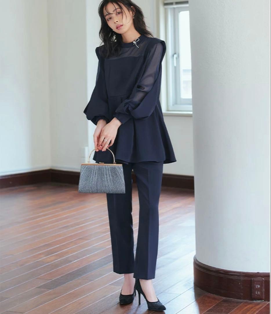 本日限定【大きめ】ルイルエ セットアップ スリットスリーブペプラムトップスLL