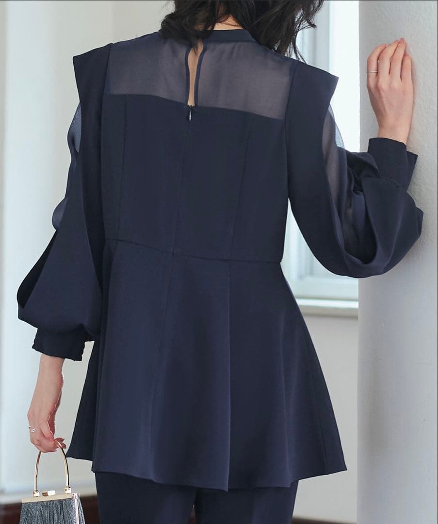 本日限定【大きめ】ルイルエ セットアップ スリットスリーブペプラムトップスLL