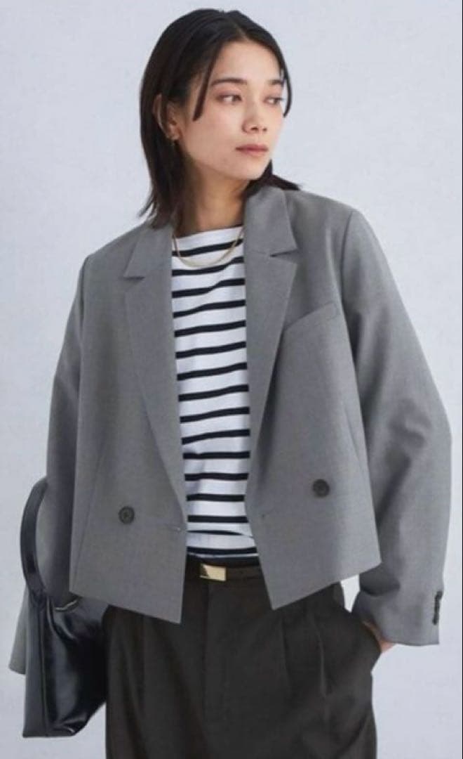 グリーンレーベルリラクシング　ツイル クロップド ジャケット　洗える