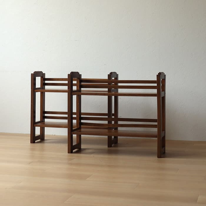 アンティーク 上下分割 本棚 書棚 無垢材 収納棚 古家具 ラック