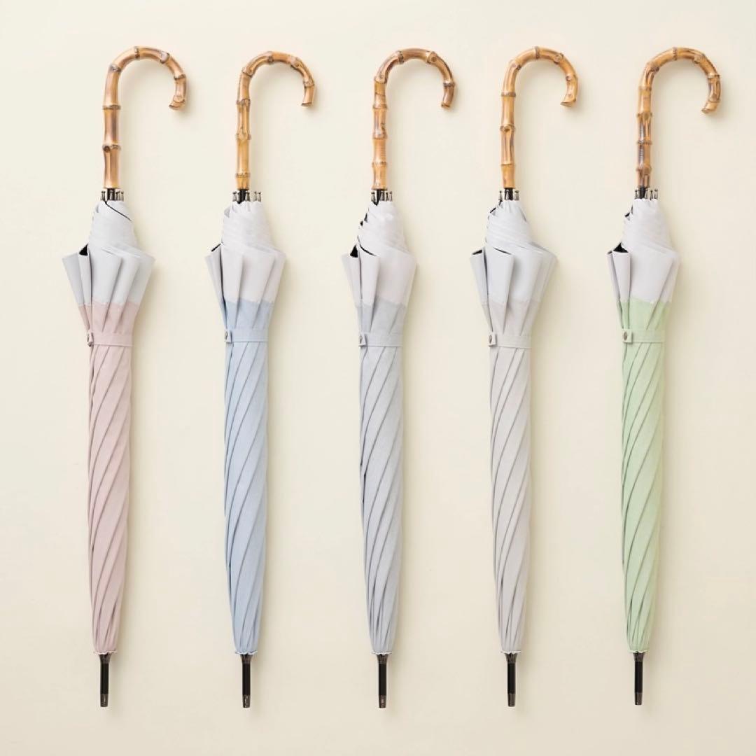 サンバリア100 日傘 Mサイズ コンビmoku (ブルー,竹手元)