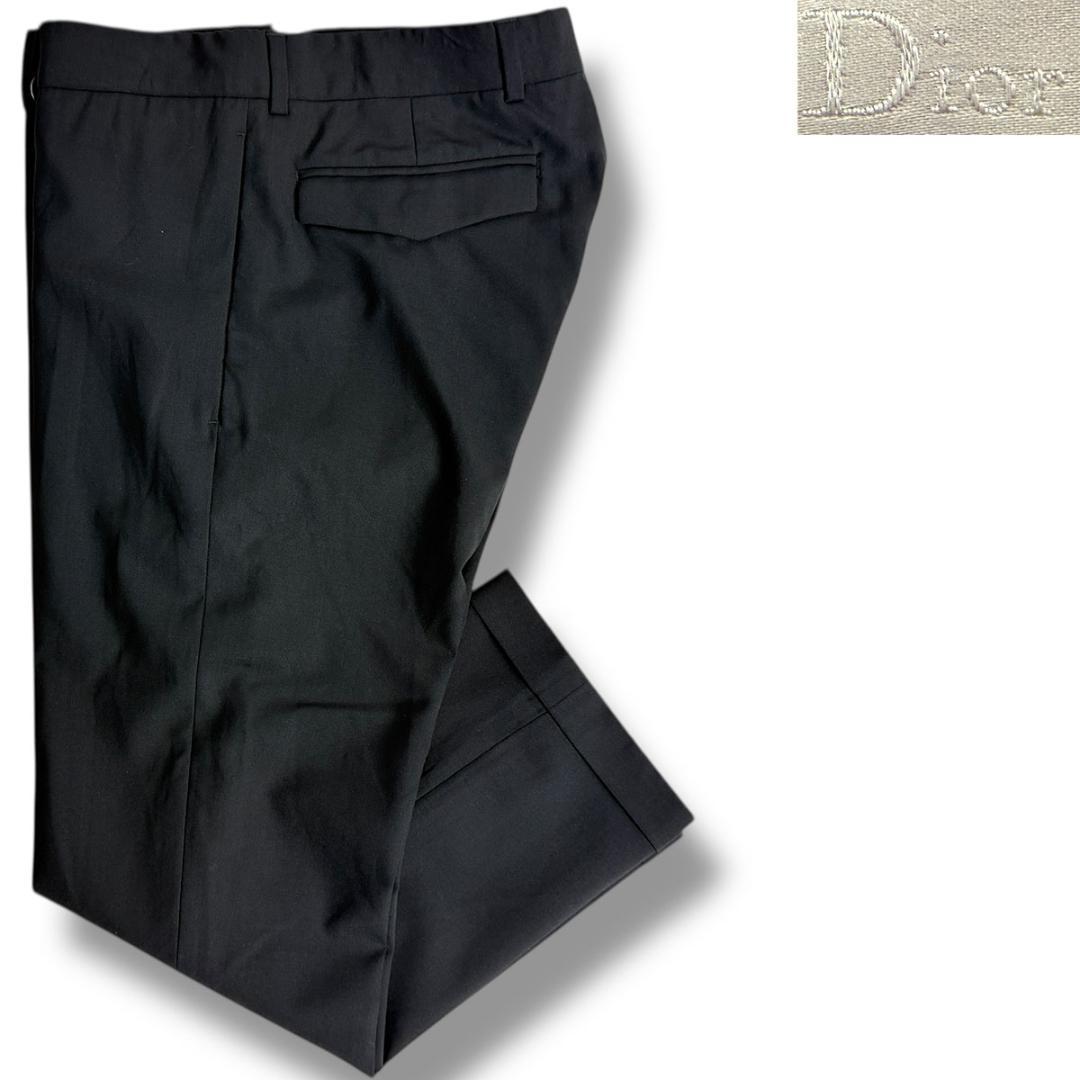 J6053 美品 ディオールオム ストレッチスラックス ブラック 44