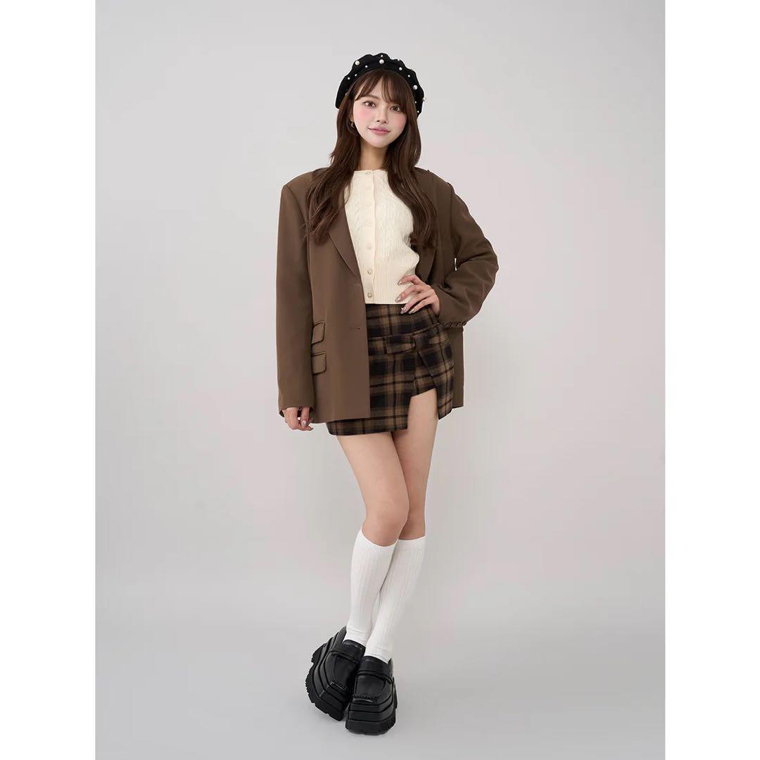 darich スリットチェックリボンミニスカート Sサイズ BRN