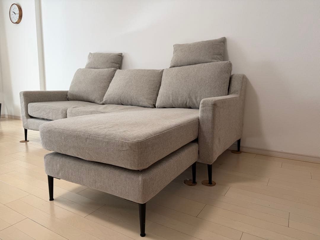 定価30万円超／国内メーカー製 L字型ファブリックソファ（グレー）