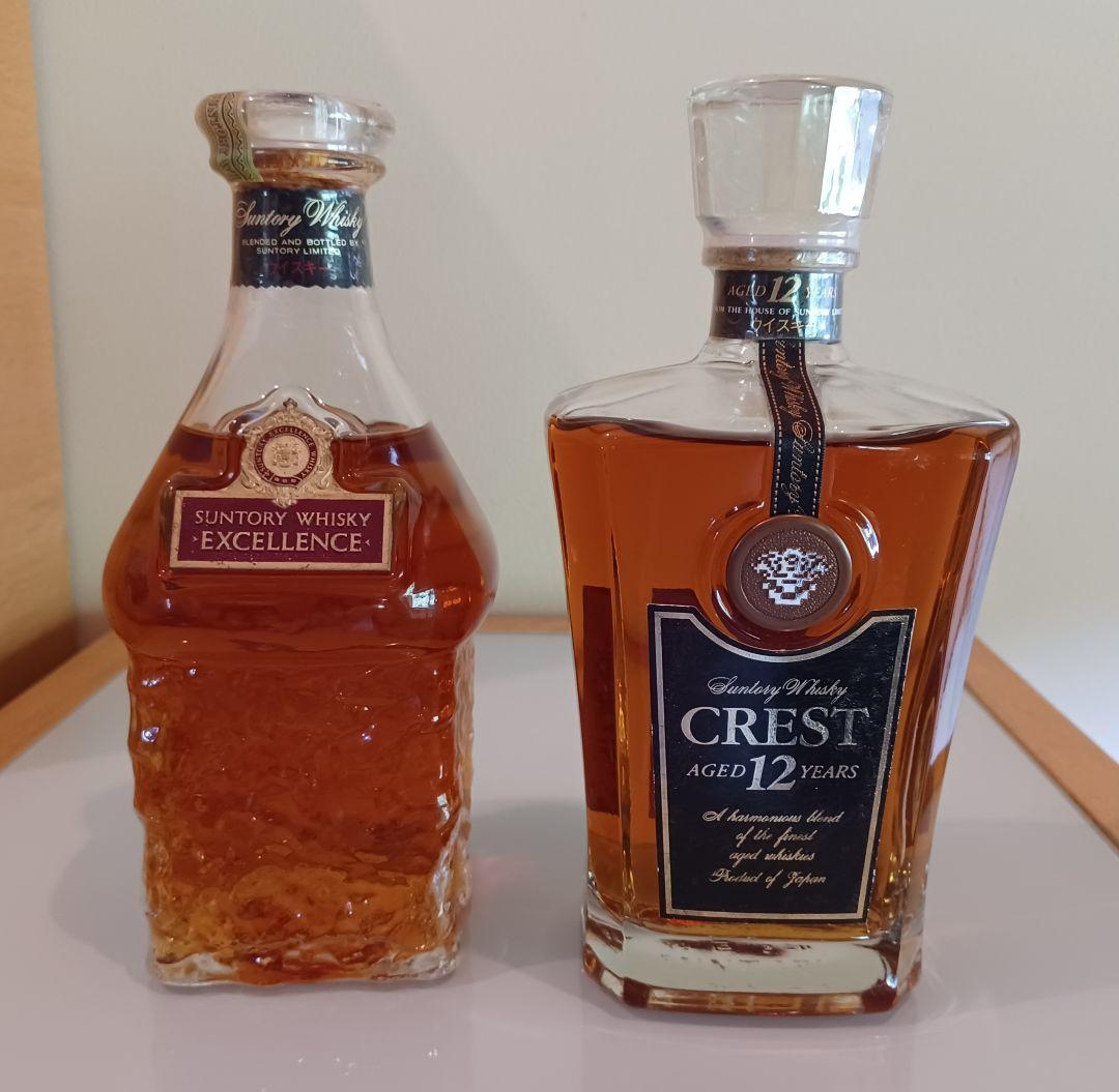 【古酒 サントリー】「エクセレンス80周年ボトル」、「クレスト12年」 未開封