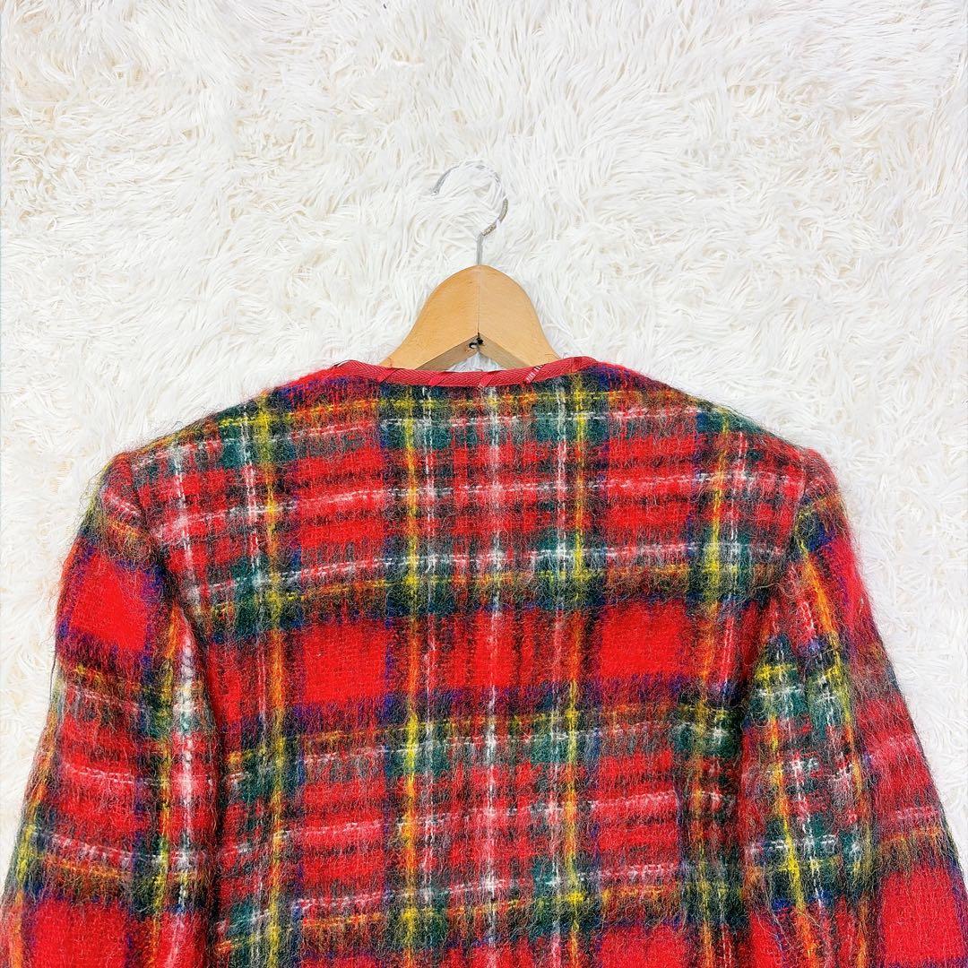 pinkhouse archives モヘアシャギーチェックジャケット　リボン