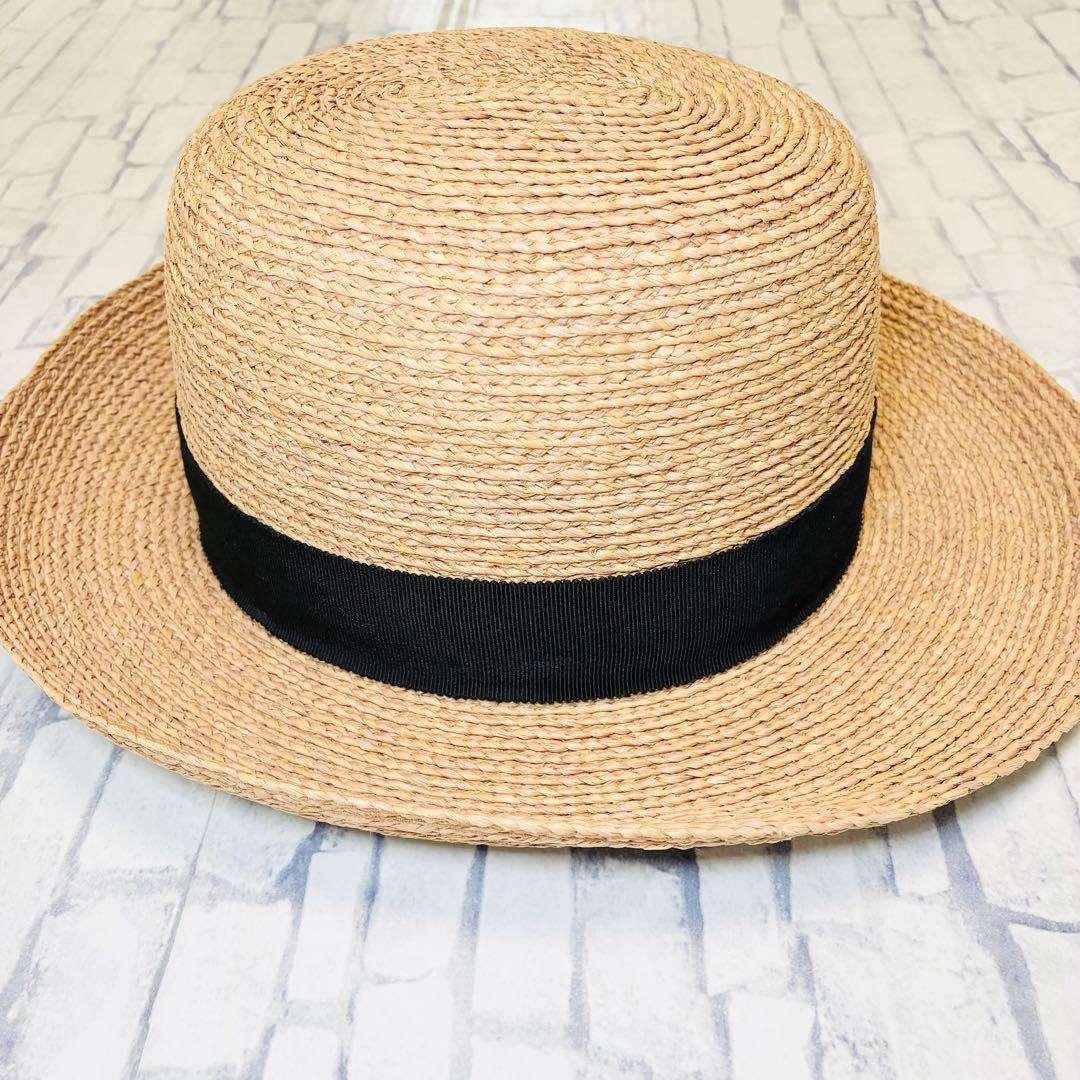★ 極美品　ヘレンカミンスキー　麦わら帽子　ハット　黒リボン　ラフィア