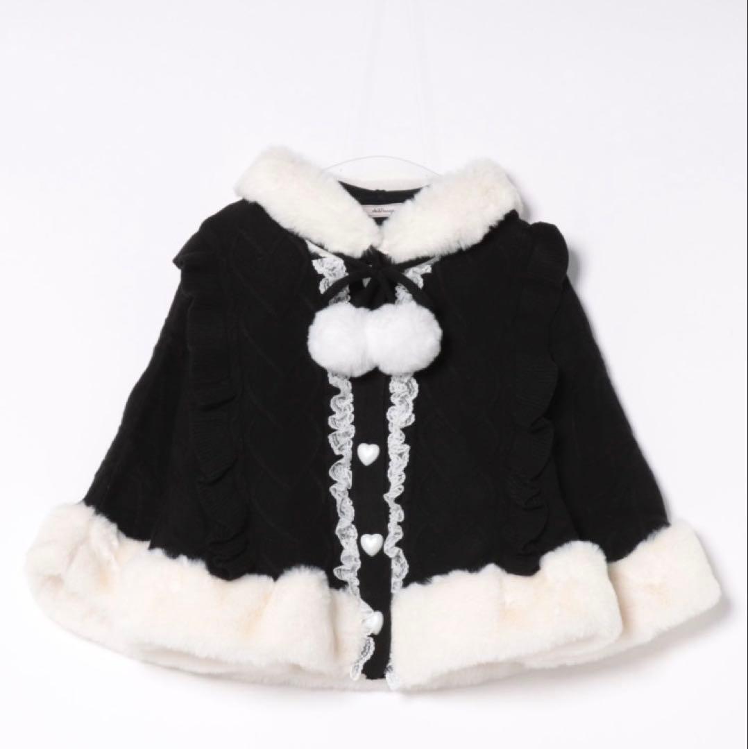 Ank Rouge うさちゃんニットポンチョ ブラック