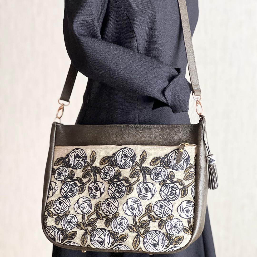 Yuki様　オーダー用　ミナペルホネン&本革 ショルダーバッグ