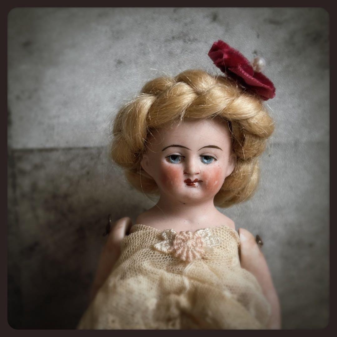 アンティーク 青い目の少女オールビスクドール ミニョネット