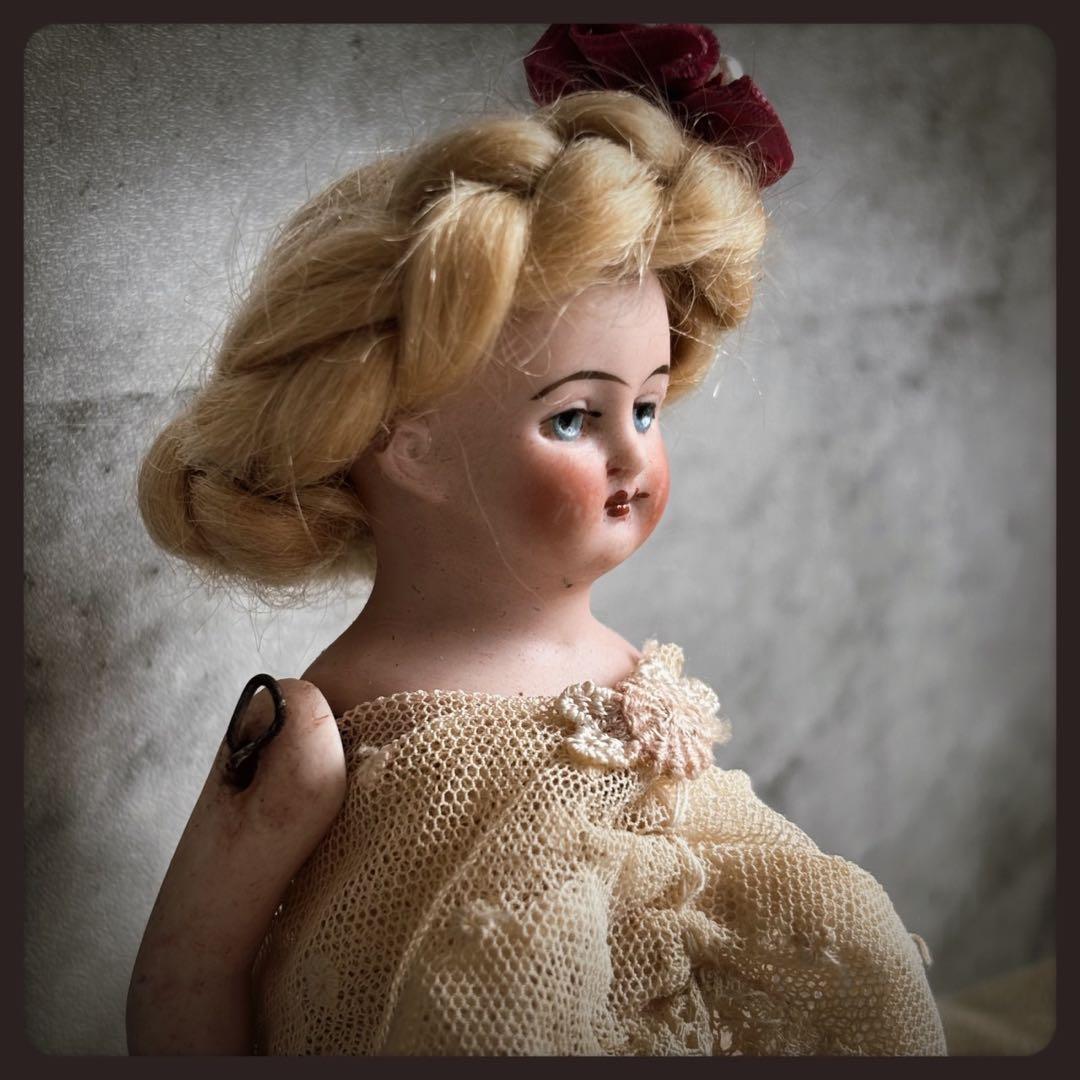 アンティーク 青い目の少女オールビスクドール ミニョネット