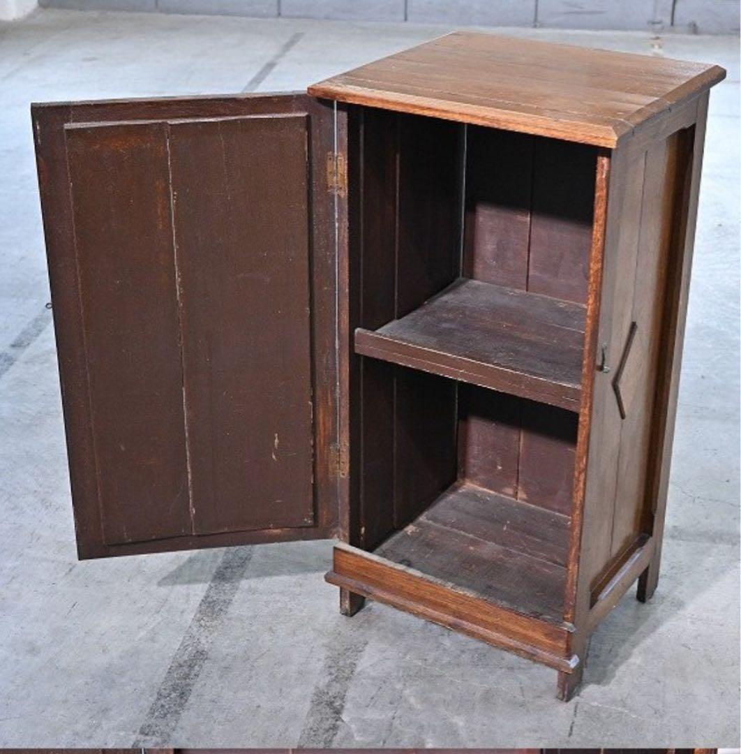 英国アンティーク 電話台 オーク無垢材 ナチュラル 収納 ディスプレイ