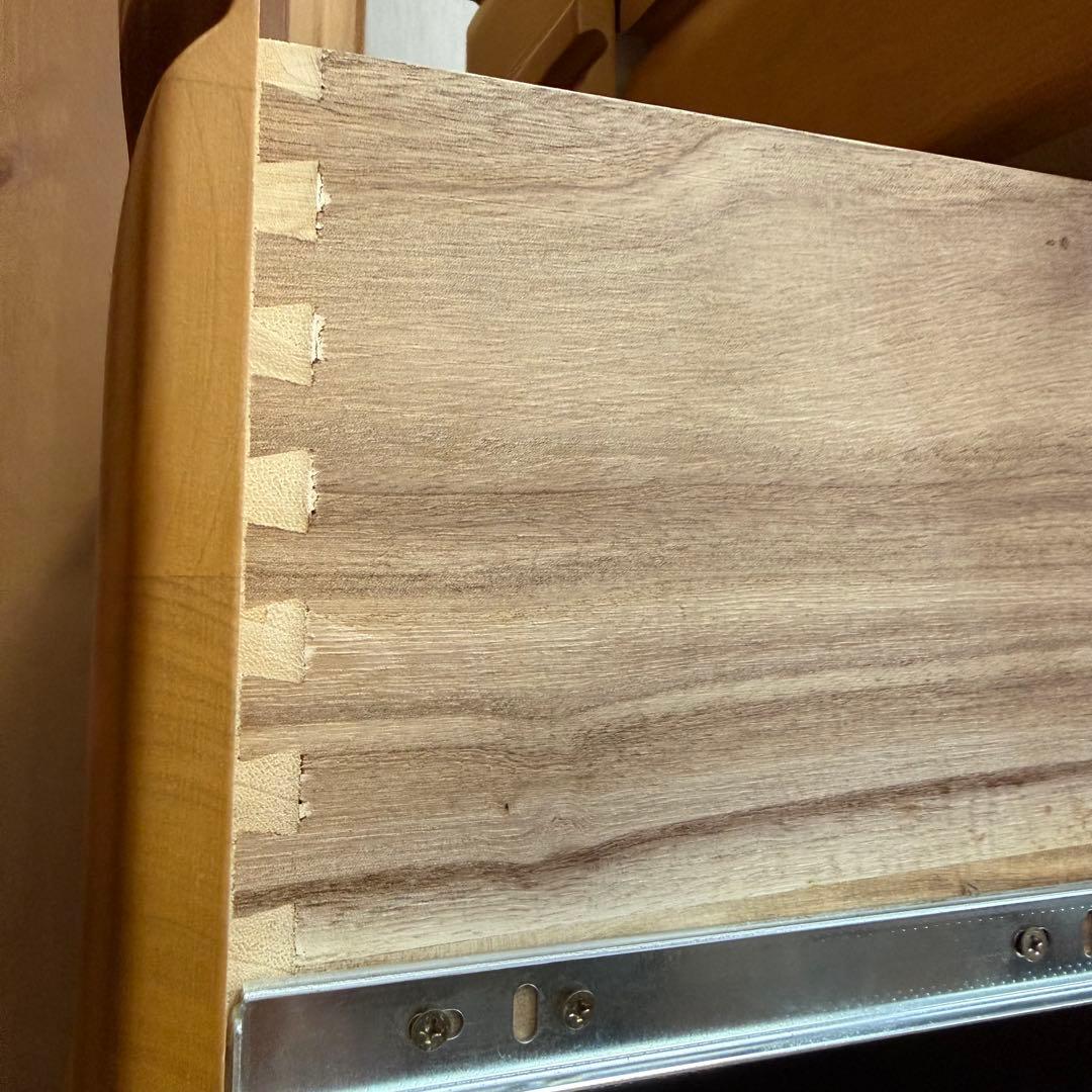 木製ハイチェスト ナチュラルウッド 6段　8引出し　レール4引き出し