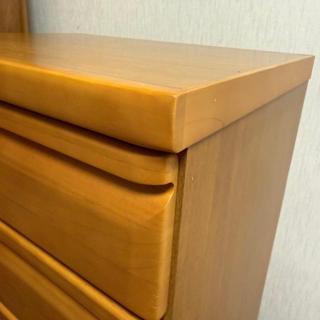 木製ハイチェスト ナチュラルウッド 6段　8引出し　レール4引き出し