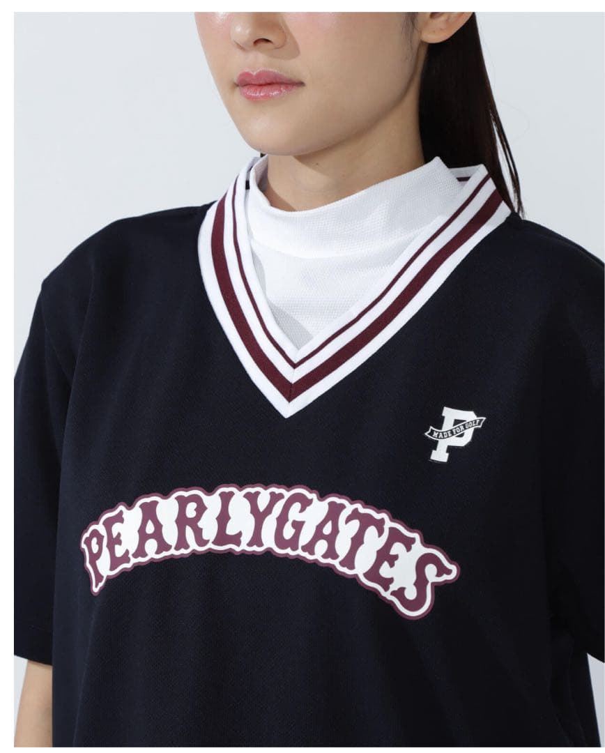 【新品・未使用】PEARYGATES 高通気ダブルフェイス半袖Vネックカットソー