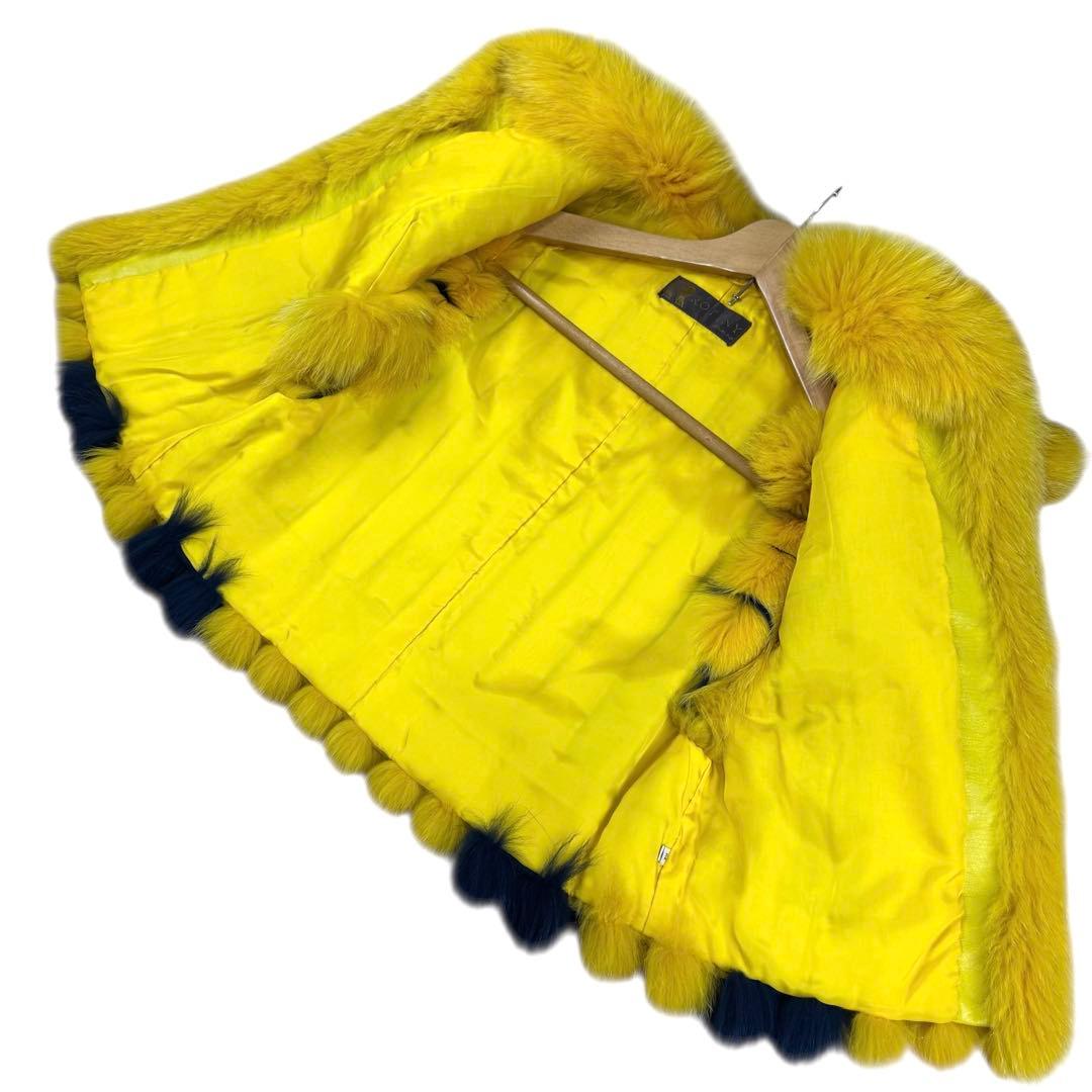 染め カラー フォックス ベスト フェイス付 本毛皮 バイカラー スカラップ