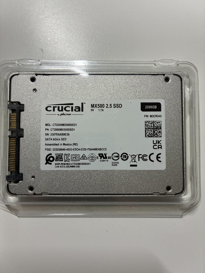 【中古】Crucial MX500 2TB 2000GB