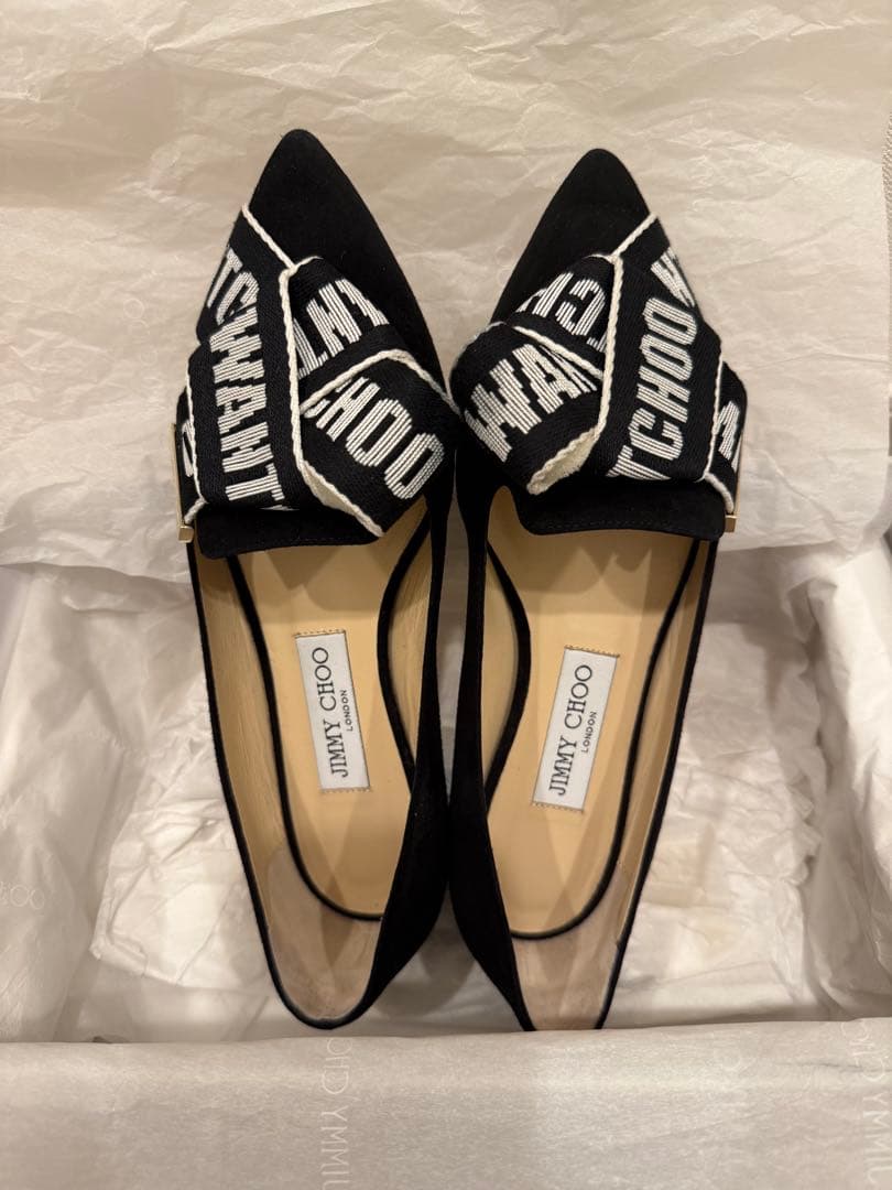 JIMMY CHOO ブラック フラットシューズ 36