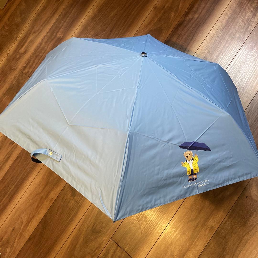 新品　ポロラルフローレン 晴雨兼用折りたたみ日傘　レインベア ブルー ポロベア