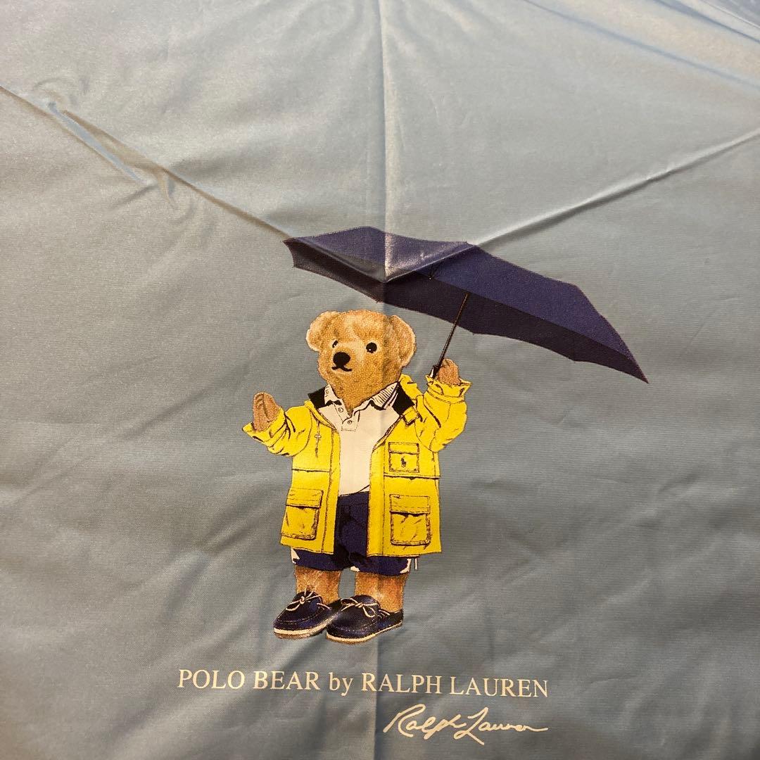 新品　ポロラルフローレン 晴雨兼用折りたたみ日傘　レインベア ブルー ポロベア