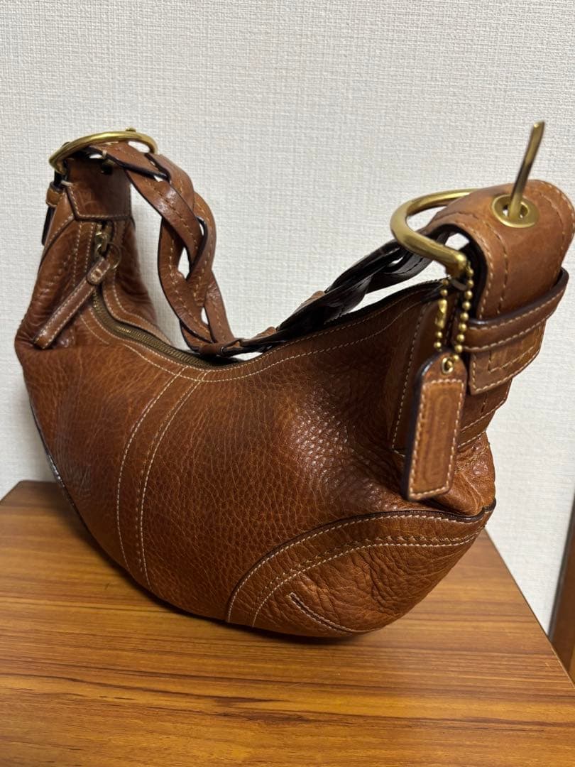 状態良好 オールドコーチ 10043 半月型 ワンハンドル レザー　茶　Y2K