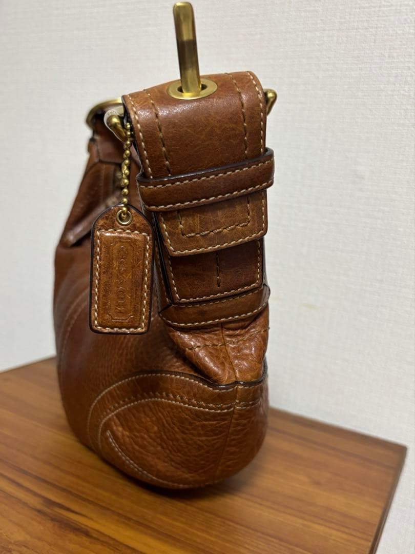 状態良好 オールドコーチ 10043 半月型 ワンハンドル レザー　茶　Y2K