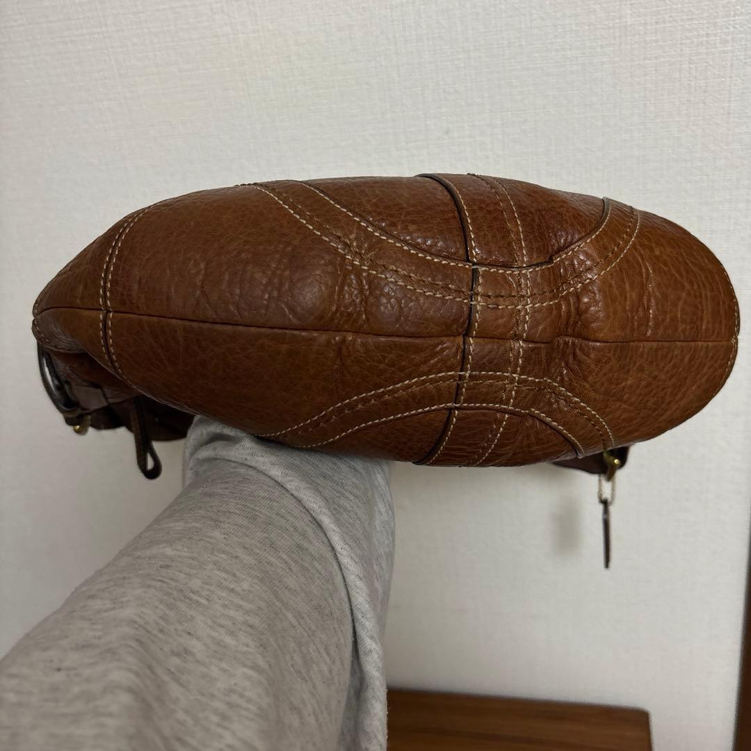 状態良好 オールドコーチ 10043 半月型 ワンハンドル レザー　茶　Y2K