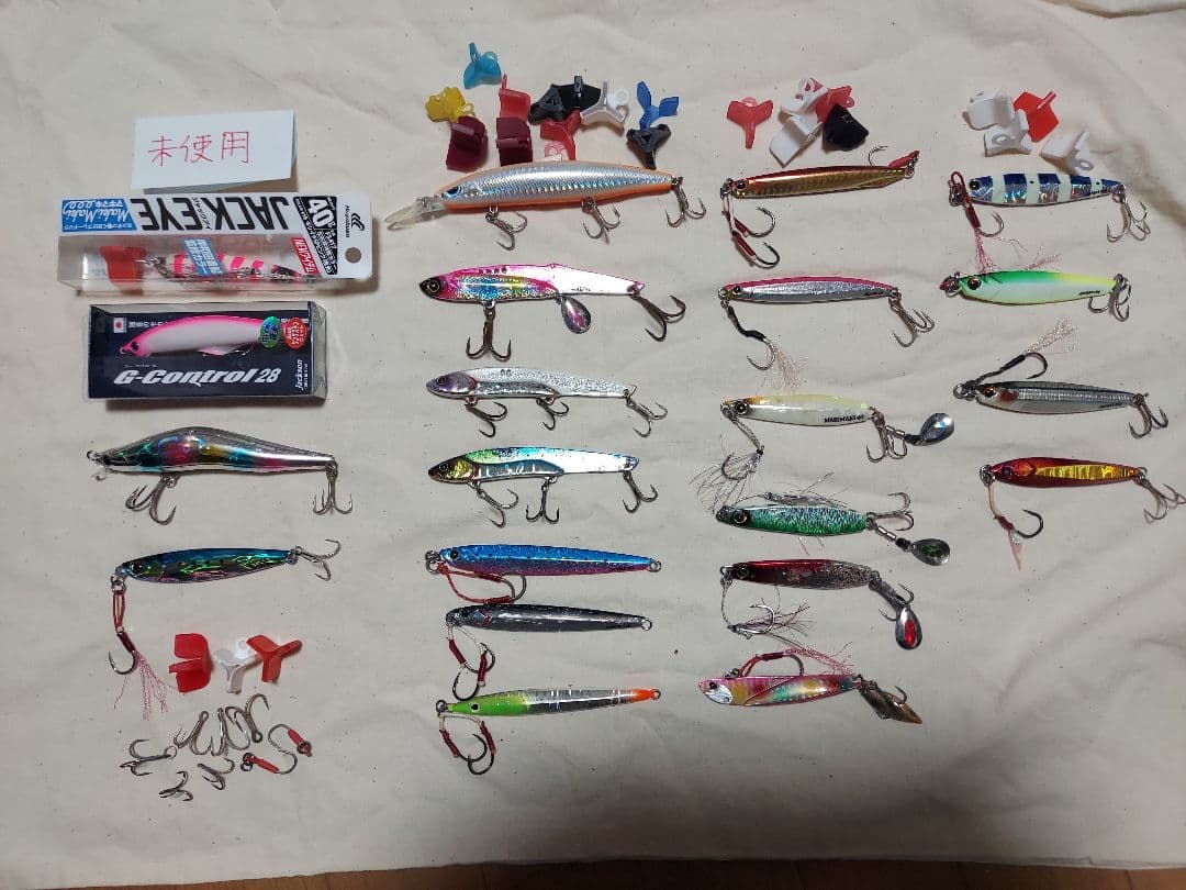 【オリカラ未使用Gコン、マキマキ有】ショアジキメタルジグ、メタルバイブ等計21個