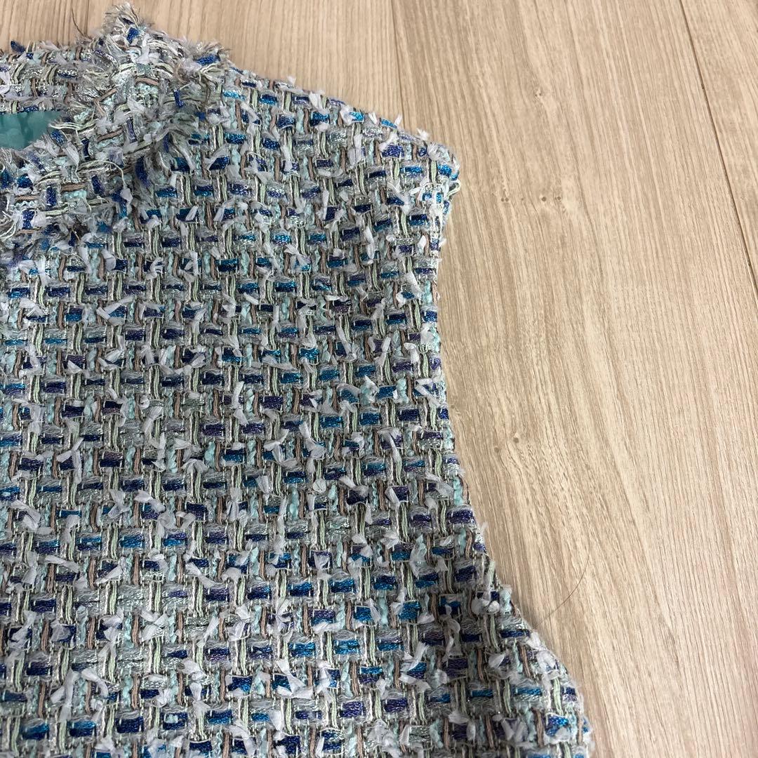 ユナイテッドアローズ青系ツイード ノースリーブベスト