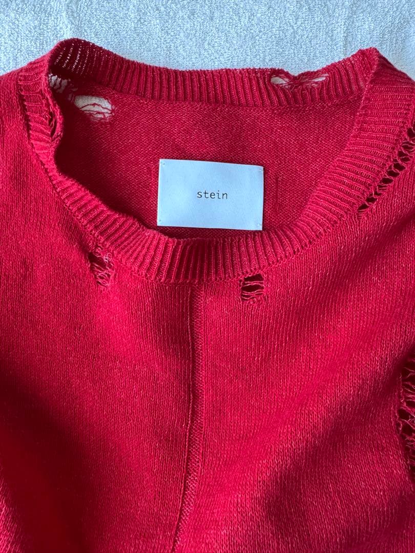 トップス stein 21ss Oversized Damaged Knit LS red