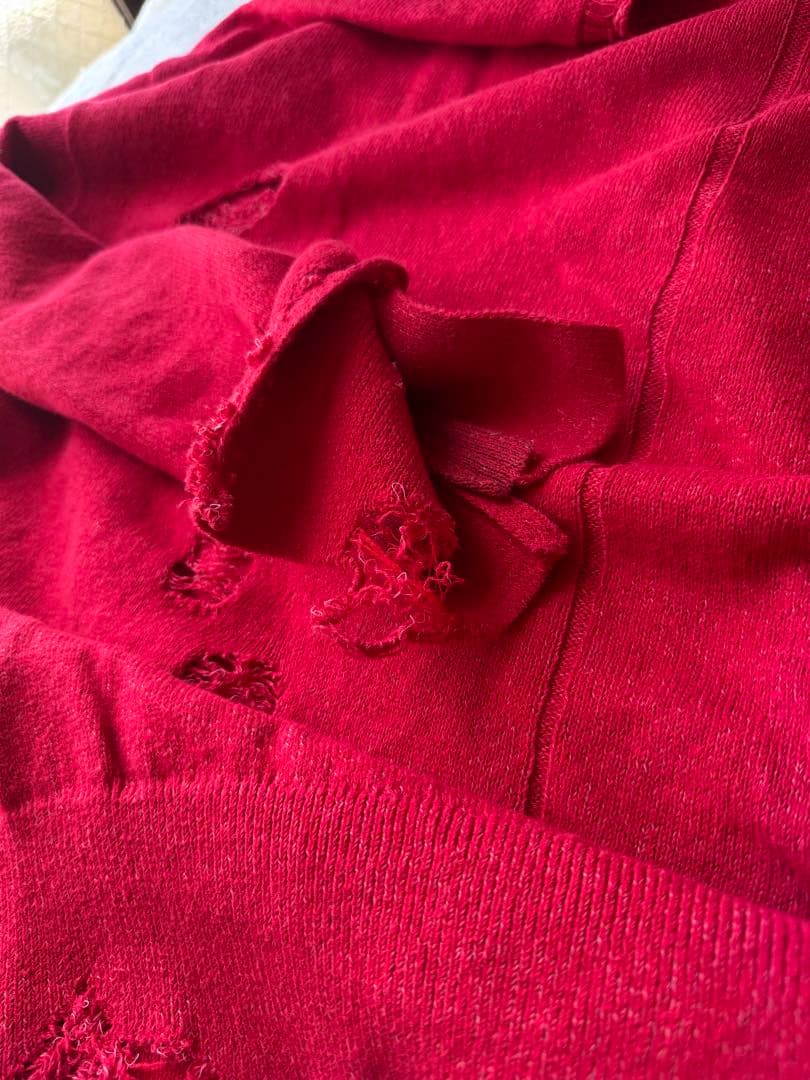 トップス stein 21ss Oversized Damaged Knit LS red