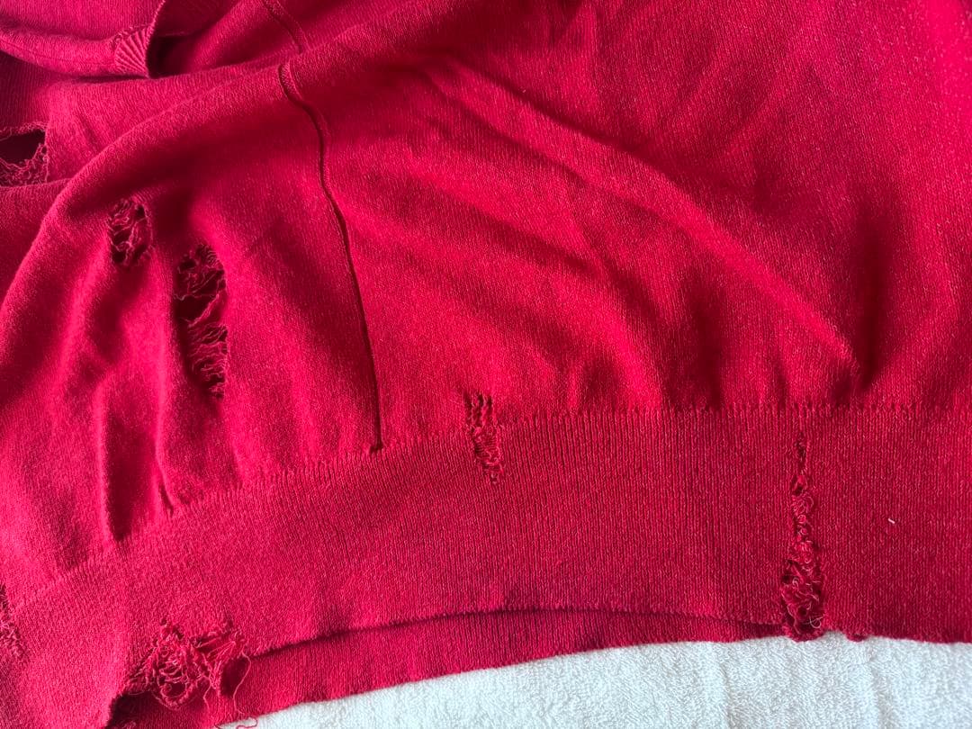 トップス stein 21ss Oversized Damaged Knit LS red