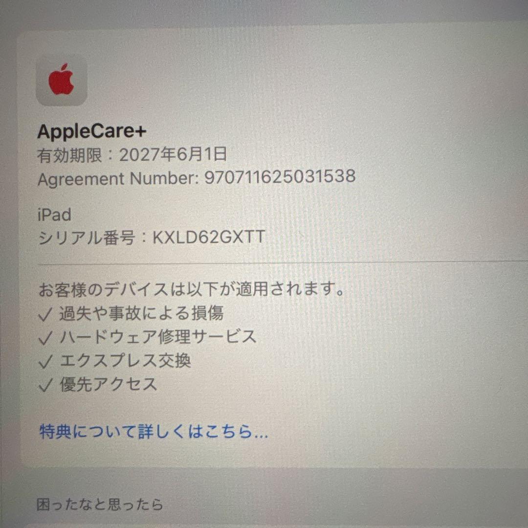 ほぼ未使用 iPad 第11世代 Wi-Fi AppleCare+保証