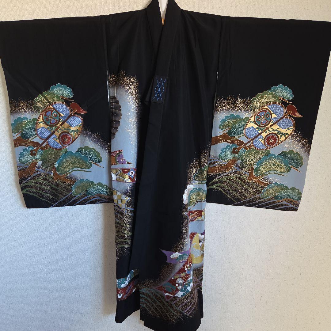 1-19　正絹　男の子お祝い着物　長襦袢付き　産着　七五三　逸品