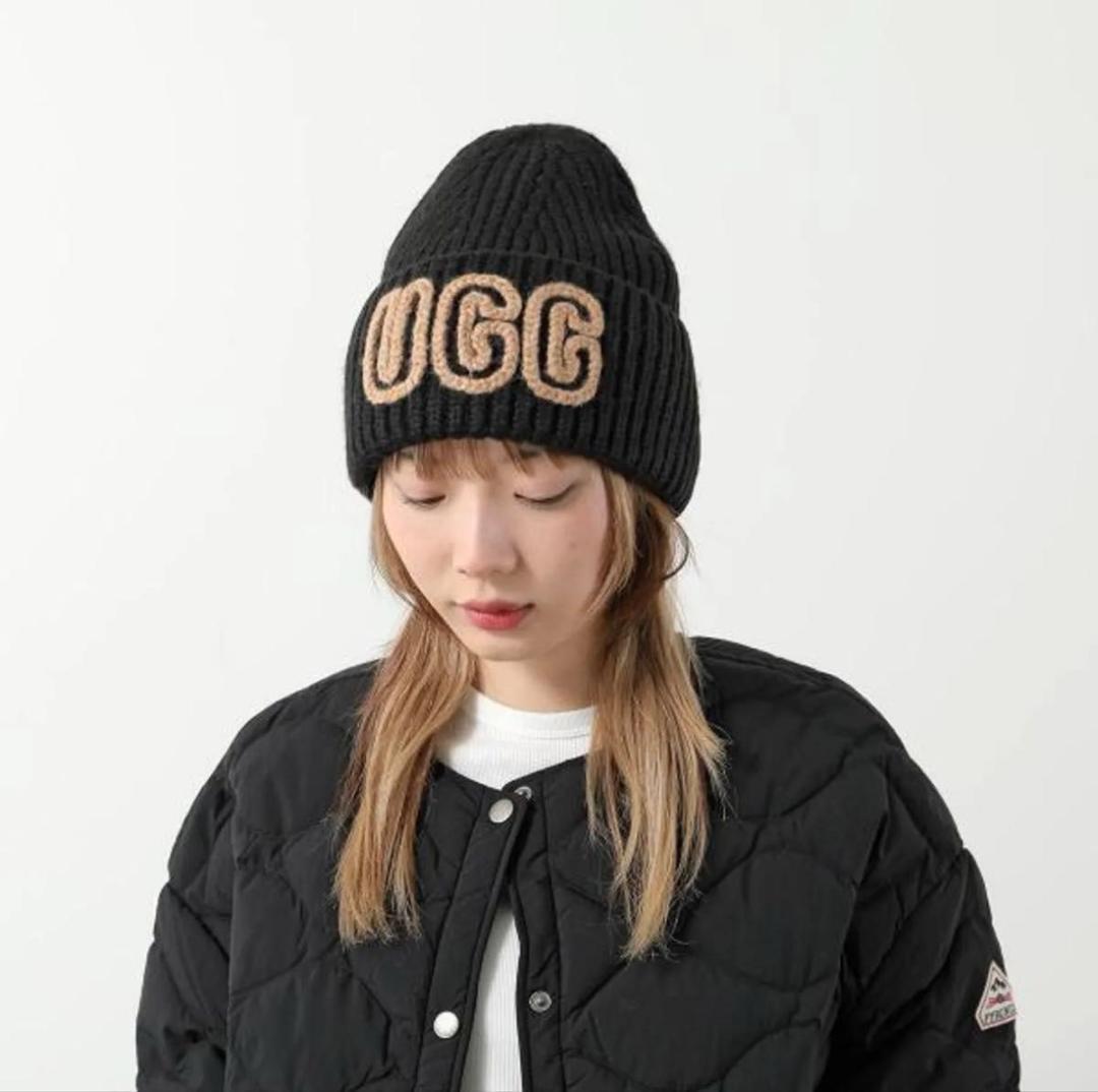 【新品未使用】UGG ビーニー ブラック 黒 ニット帽　公式完売　正規品