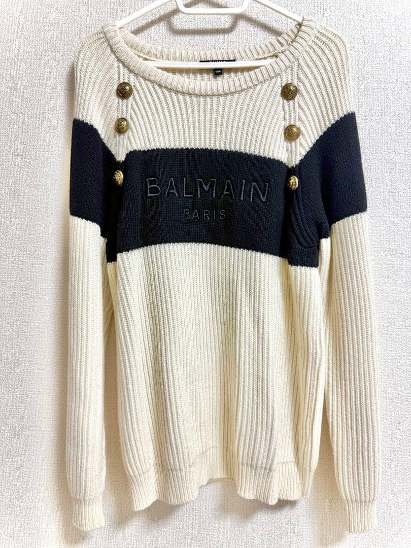 BALMAIN バルマン ロゴ 金ボタン ニット 14A 大人もＯＫ