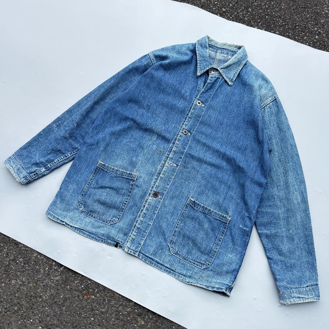 40s WWⅡ 大戦デニムカバーオール 2ポケ ドーナツボタン