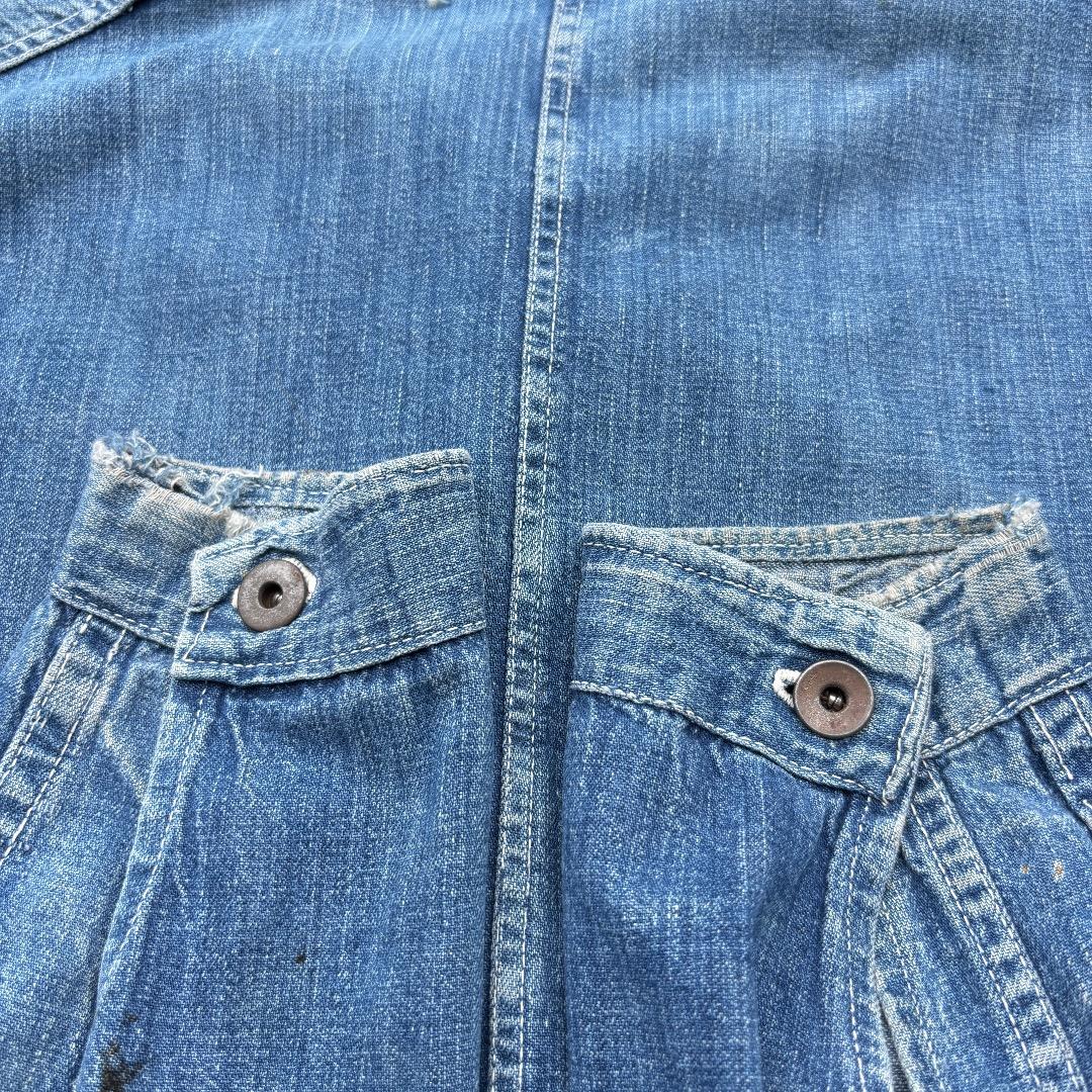 40s WWⅡ 大戦デニムカバーオール 2ポケ ドーナツボタン