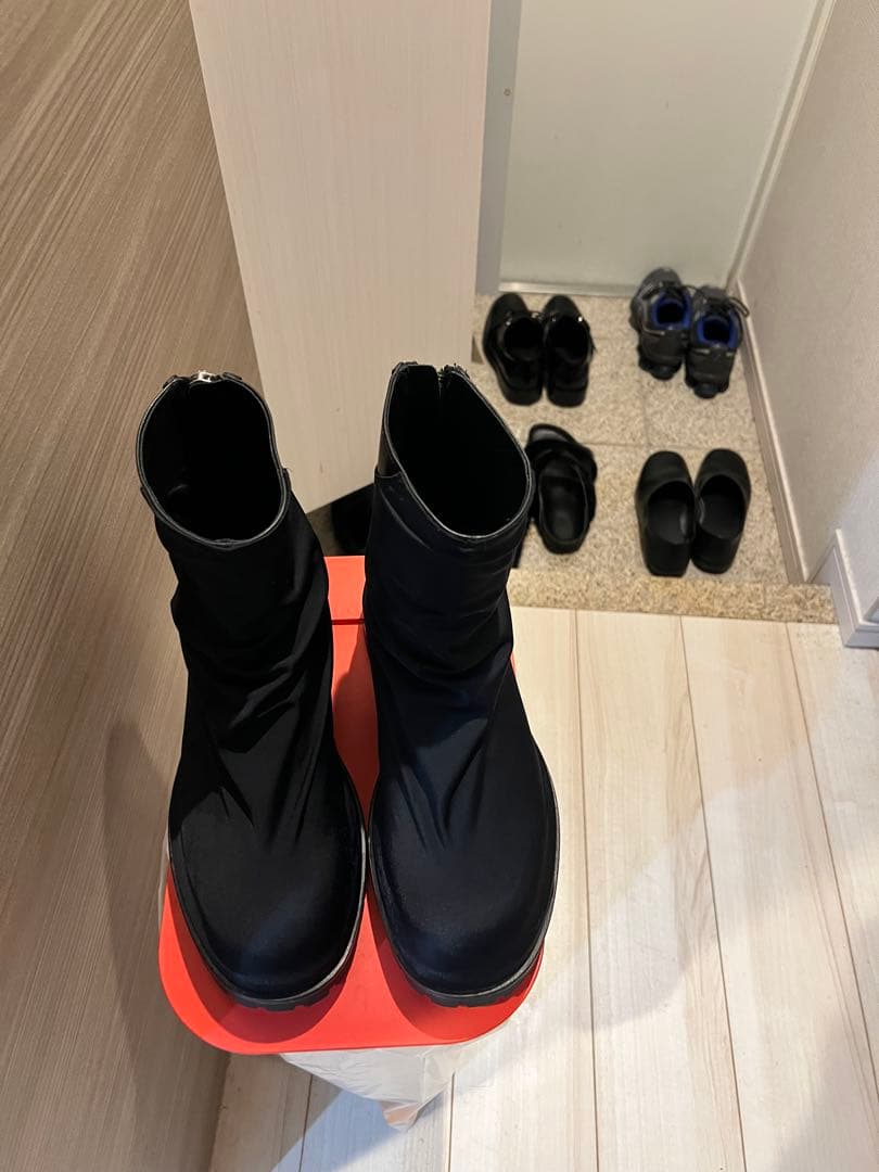 424ブラックブーツ サイドジッパー