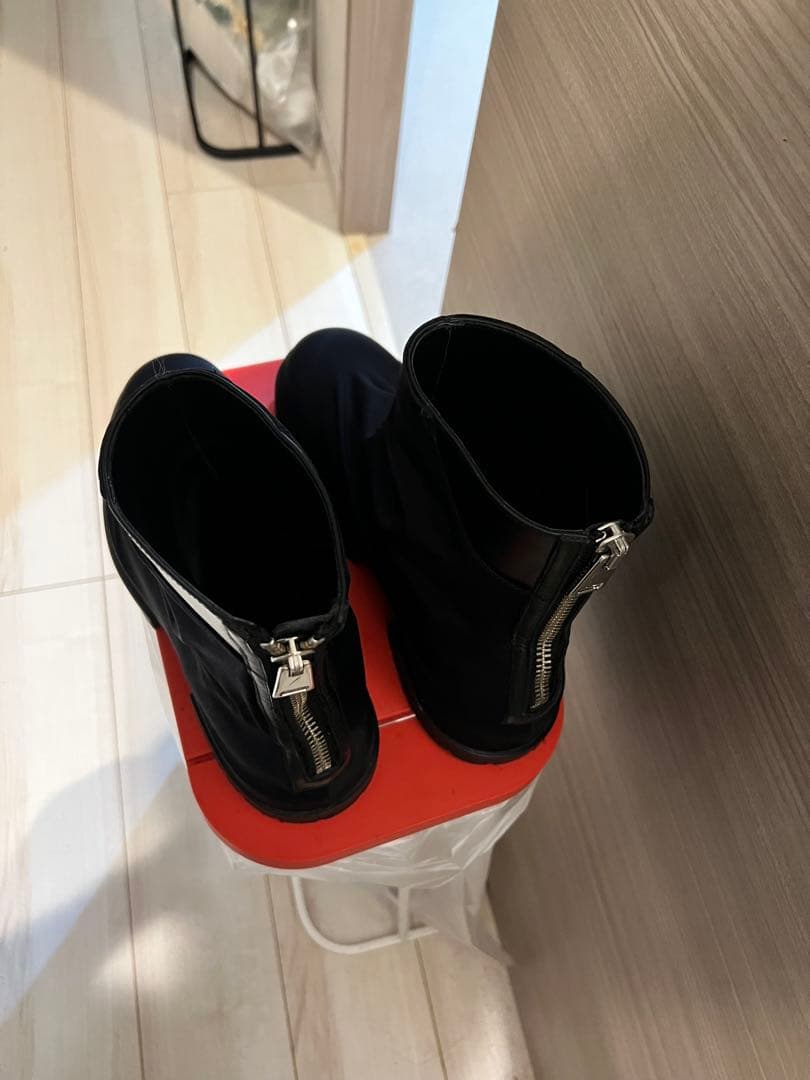 424ブラックブーツ サイドジッパー