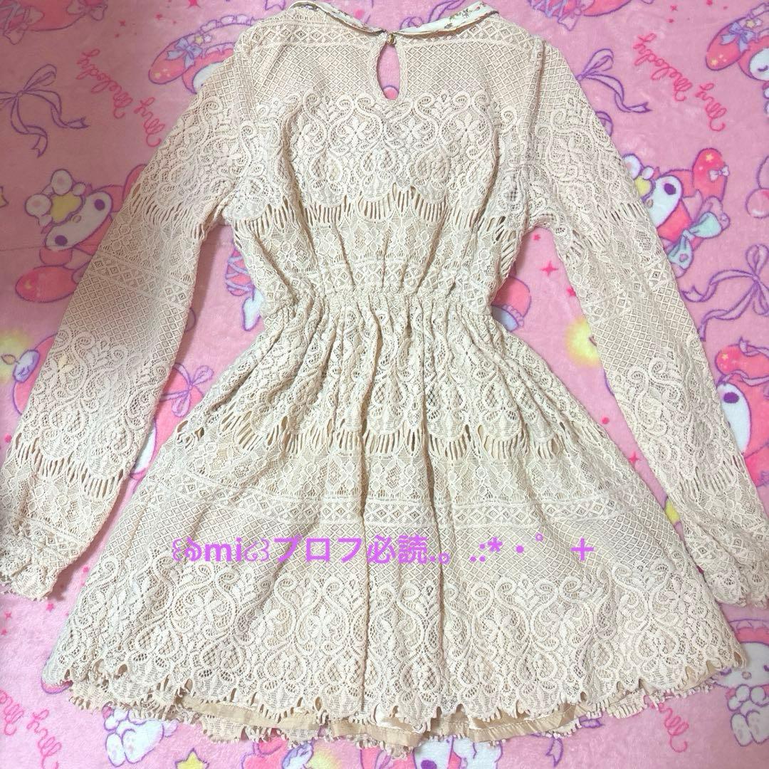 リズリサ　総レース花柄ワンピース　3連リボン　森ガール　姫ギャル