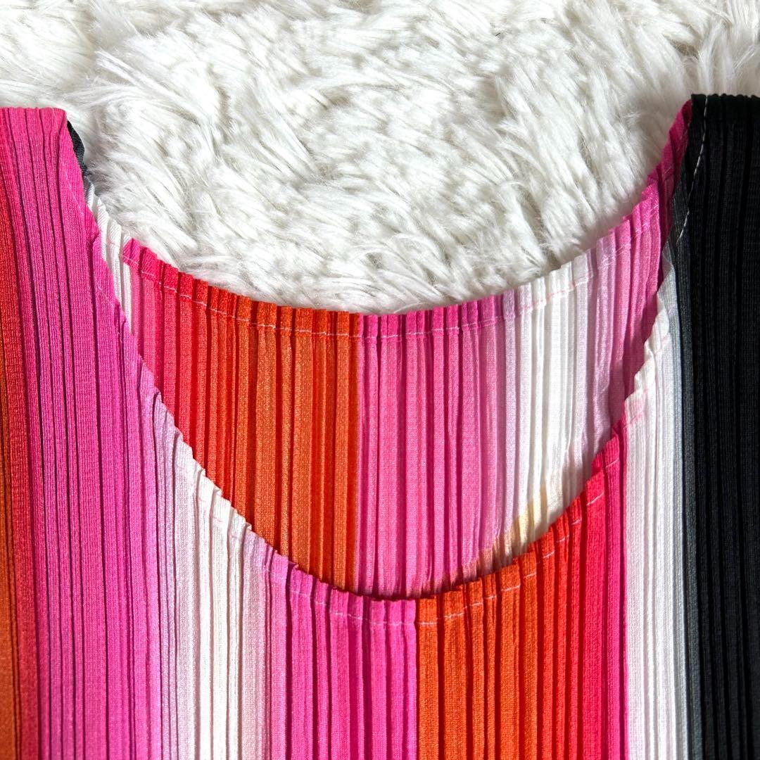 【美品】プリーツプリーズ Aライン ストライプ マキシ丈 ワンピース 5