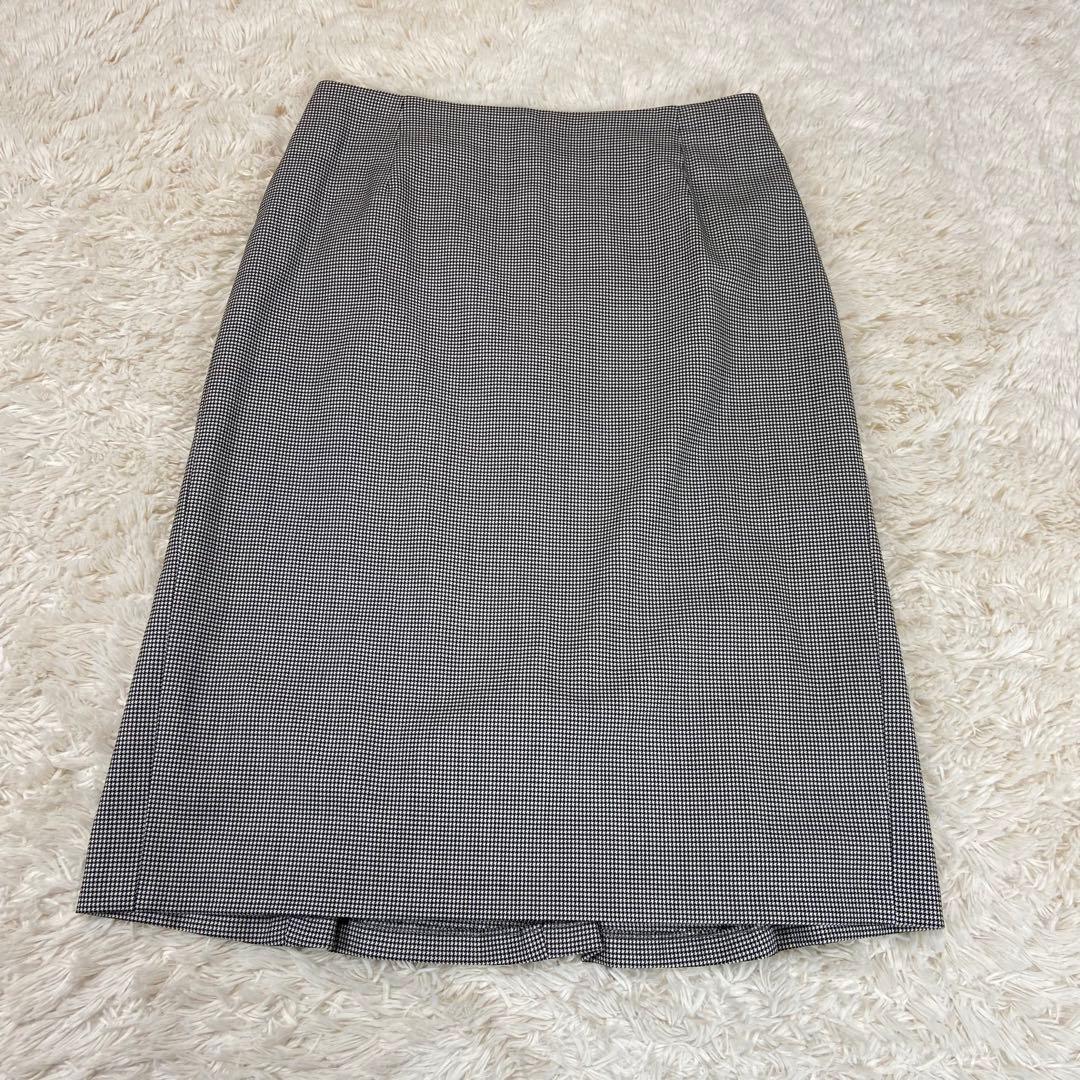 インディヴィ　スカートスーツ　イタリア高級生地 ロロピアーナ　シルク混　千鳥柄