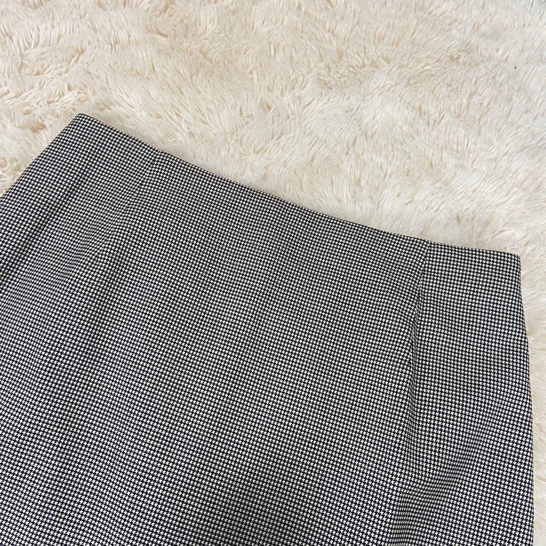 インディヴィ　スカートスーツ　イタリア高級生地 ロロピアーナ　シルク混　千鳥柄