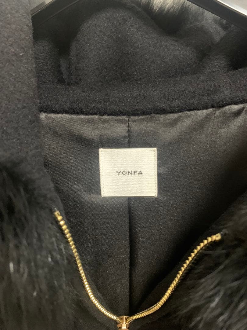 YONFA ウールカシミヤフードコート (black)