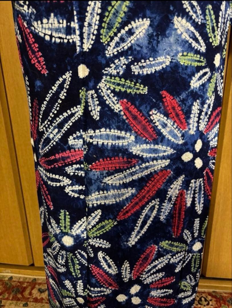 有松鳴海絞り浴衣　藍染タイダイ 大輪の花火？合わせ縫絞、小帽子絞　浴衣単品