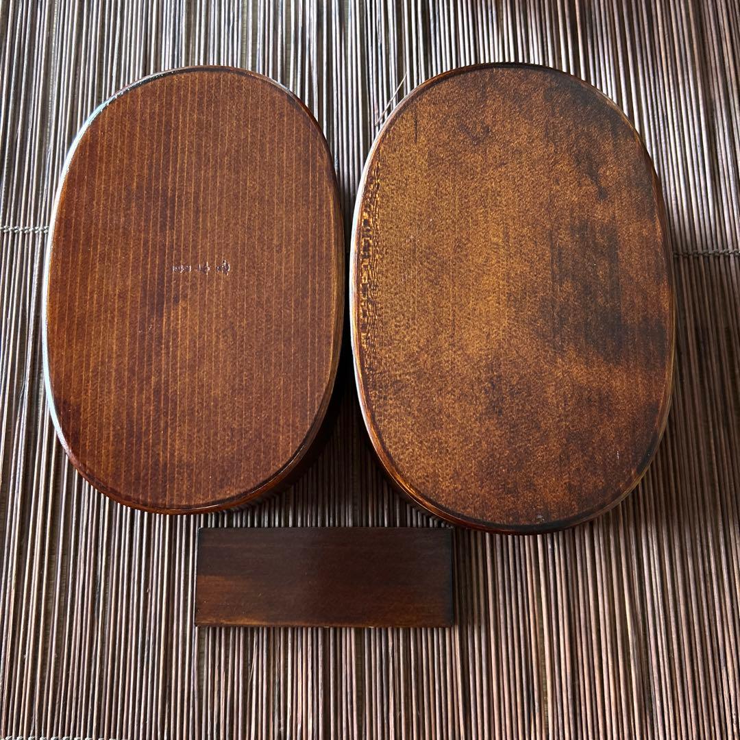 GWセール日本橋木屋　特選手造り弁当箱 曲輪 拭漆 小判型1段弁当箱　味の道具揃