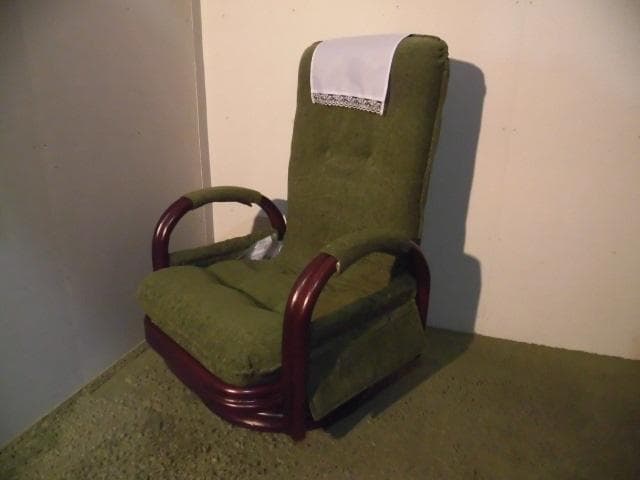 アウトレット【送料無料】高級ラタンギア式リクライニング回転座椅子【ミドル】GR