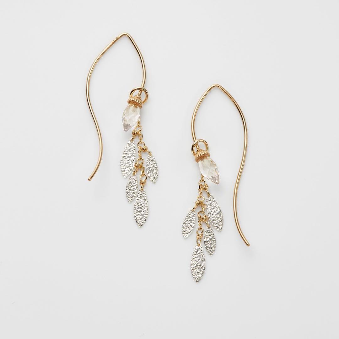 agete アガット K10 SV ピアスチャーム リーフ