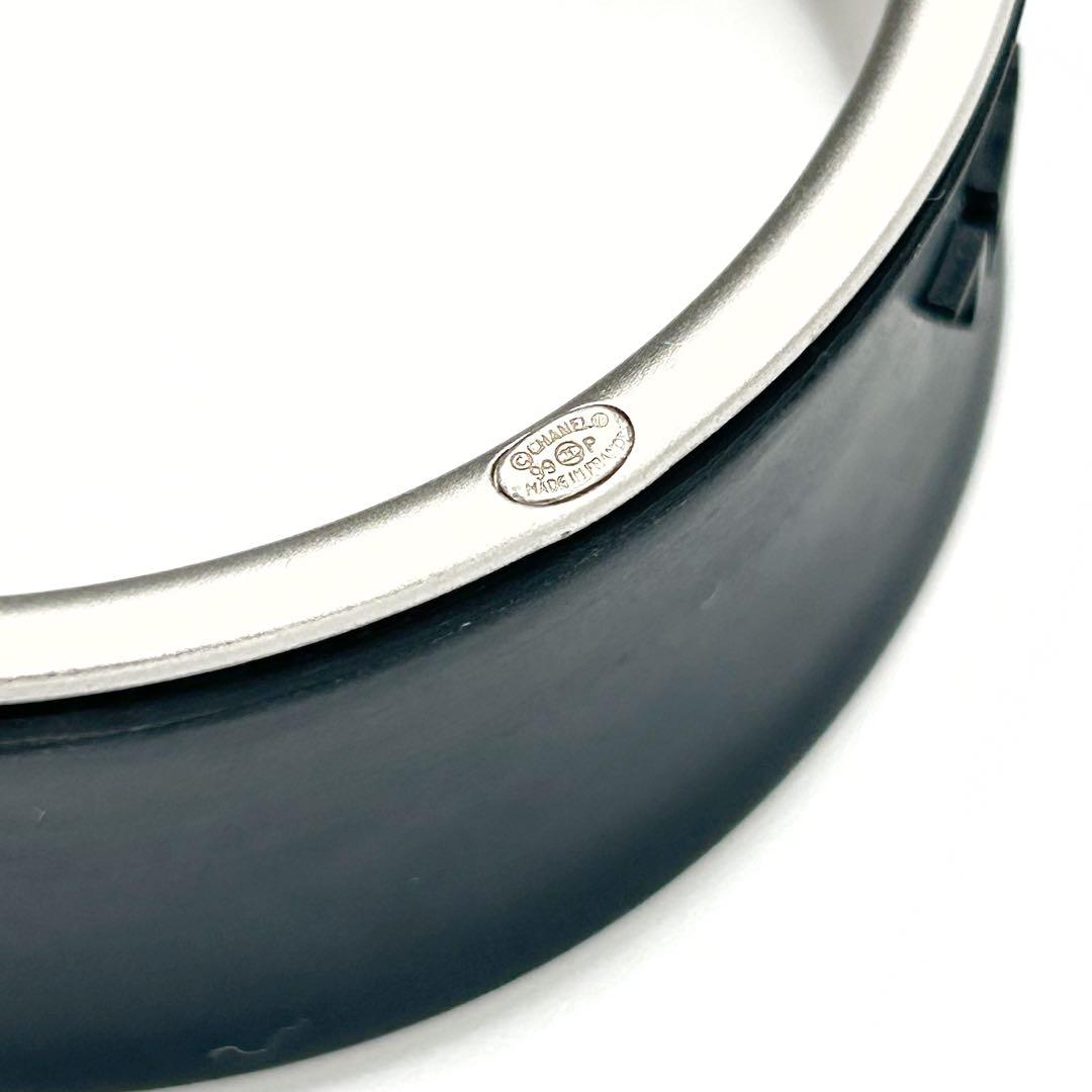 【一点物・美品】CHANEL ラバー メタル バングル ブラック 99P